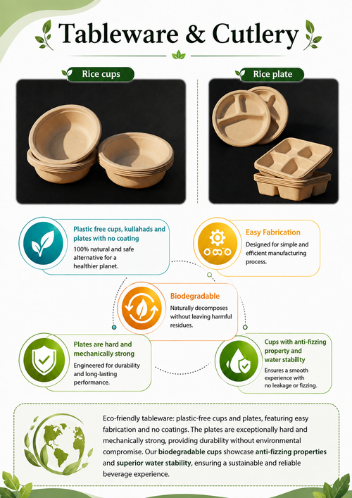 Biodegradable Rice Straw Cutlery Set – Bowls, Spoons & Plates